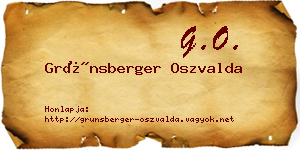 Grünsberger Oszvalda névjegykártya